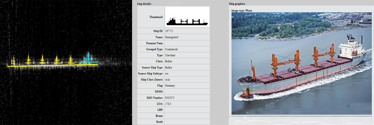 example of MCA Database information on a ship